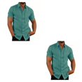 thumbnail image 3 of pitrice Chemise Homme à Simple Boutonnage Été Boutonnée Col Rabattu Chemises Polyester Mode Vêtements Cadeau d'Anniversaire Bleu Lac TTTG 2Set, 3 of 6