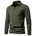 thumbnail image 2 of Hauts d'Automne pour Femmes Mode Homme Décontractée Couleur Unie Manches Longues Col Rabattu Chemisiers Chemises Chandails Classiques pour Femmes P-59 Vert TTG, 2 of 4
