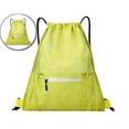 thumbnail image 1 of Dvruxg Mesh Drawstring Backpack Bag, Gym Sports Bag with Zipper Pocket Bottle Holder, String Beach Bag for Swiming Travel(Yellow), 1 of 5