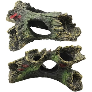 2 PCS Decaying Trunk Aquarium Betta Fish Ornament Driftwood Resin Crafts Ornament for Aquarium Decoration Fish Tank Wood with Holes & Aquarium Caves Fish Tank Wood Decor