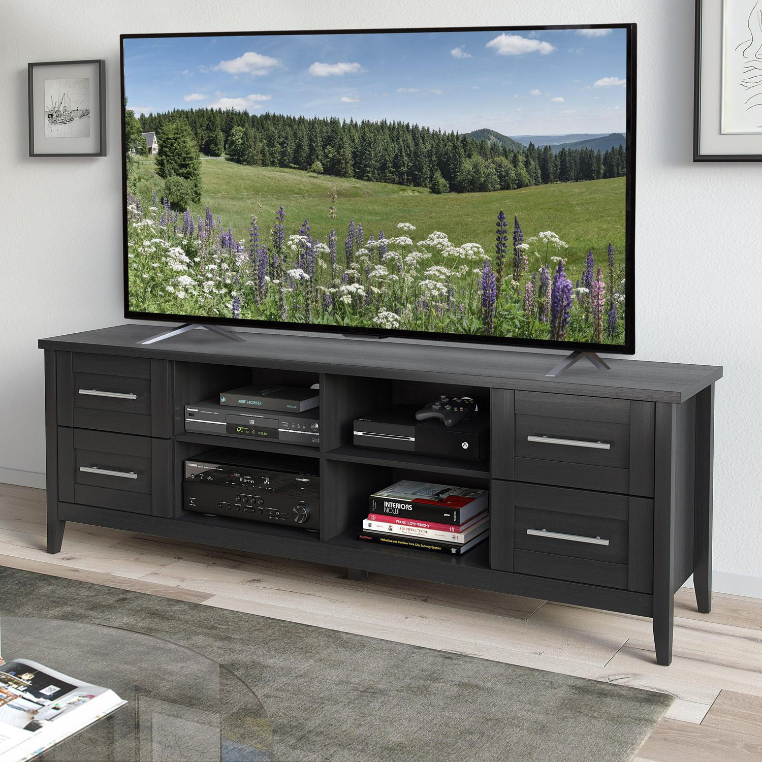 Meuble télé extra large en bois Jackson, pour téléviseurs jusqu'à 80 "