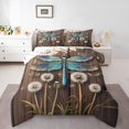 thumbnail image 1 of Erosebridal Ensembles de Couette Florale Pissenlit Format Grand, Ensemble de Literie Libellule Couette Grand, Déco de Chambre à Fleurs, Réversible, Respirant, 3 Pcs, 1 of 7