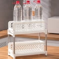 thumbnail image 4 of Under Sink Organizer Pull Out Drawer, 2 Tier Sliding Storage Rack for Kitchen Bathroom Laundry, Plastic Under Counter Cabinet Shelf with Sturdy Support Pipes, 4 of 7