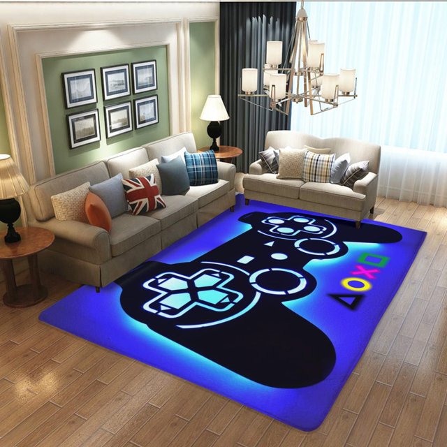 Teen Boys Carpets Printed Gamepad Living Room Mat Gamer Bedroom Area Rugs Controller Player Home Decor Non-Slip Crystal Sofa Floor 120*160CM