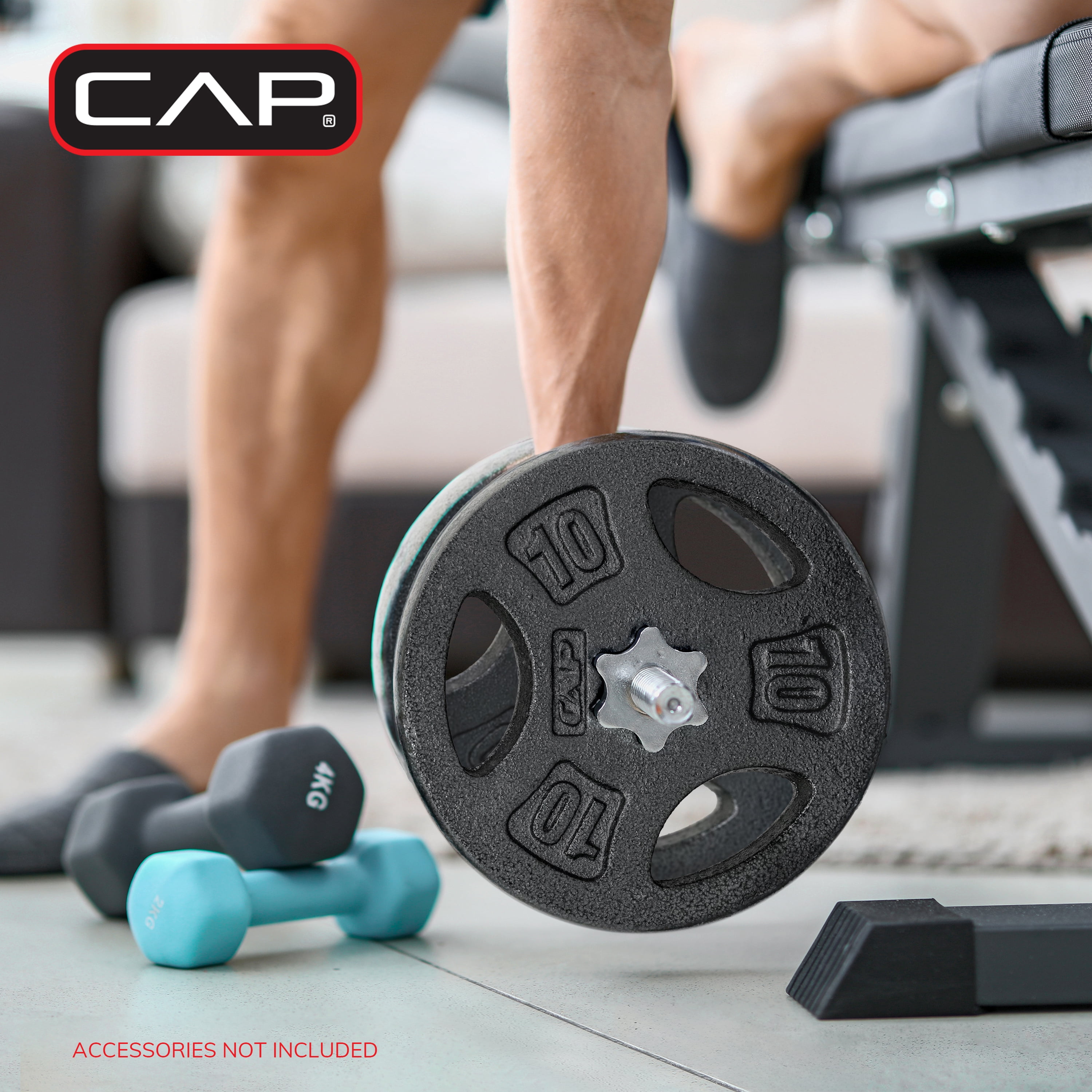 Plaque de préhension standard en fonte CAP Barbell, 1 pouce, 10 lb, simple, noire