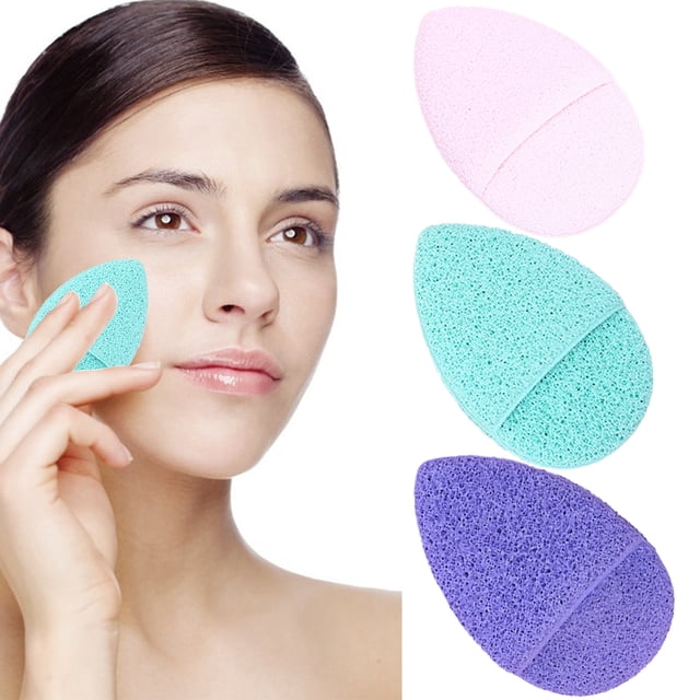 3 Pcs Éponge pour le Visage Réutilisable en Forme de Goutte Éponge Douce pour le Lavage du Visage Éponge Nettoyante