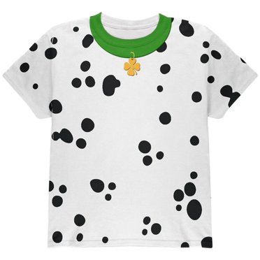 St Patrick's Day Dog Dalmatian Costume Green Collar Shamrock All Over Youth T Shirt