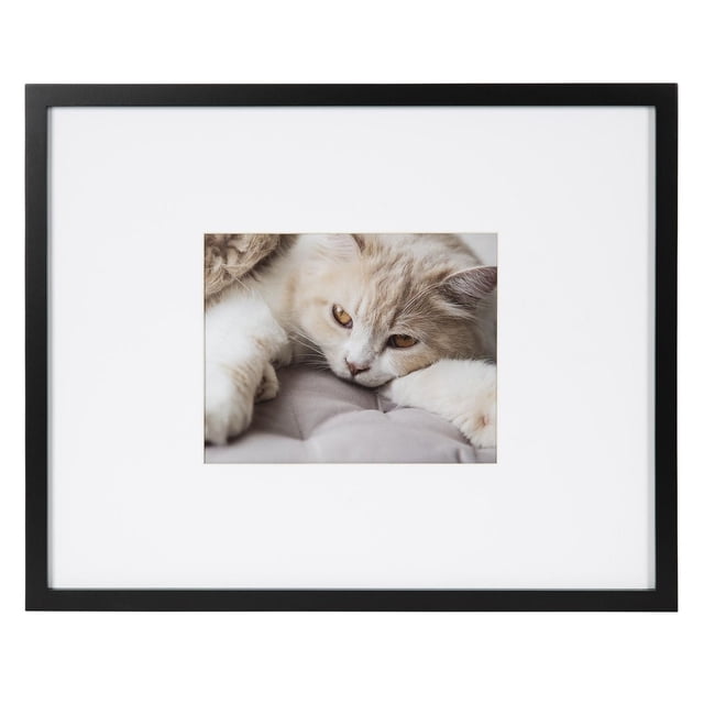 DesignOvation Gallery 16" X 20" Matted to 8" x 10" Black Picture Frame
