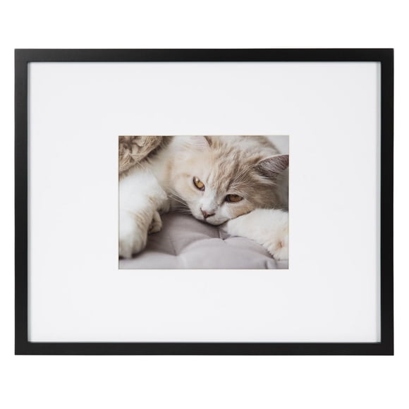 DesignOvation Gallery 16" X 20" Matted to 8" x 10" Black Picture Frame