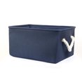 thumbnail image 1 of Panier de Rangement Portable Armoire Jouets Boîte Contenant Bac en Toile Bleu Foncé Taille P, 1 of 6