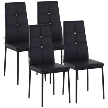 HOMCOM Ensemble de 4 Chaises de Salle à Manger, Chaises Latérales en Similicuir avec Dossier Haut