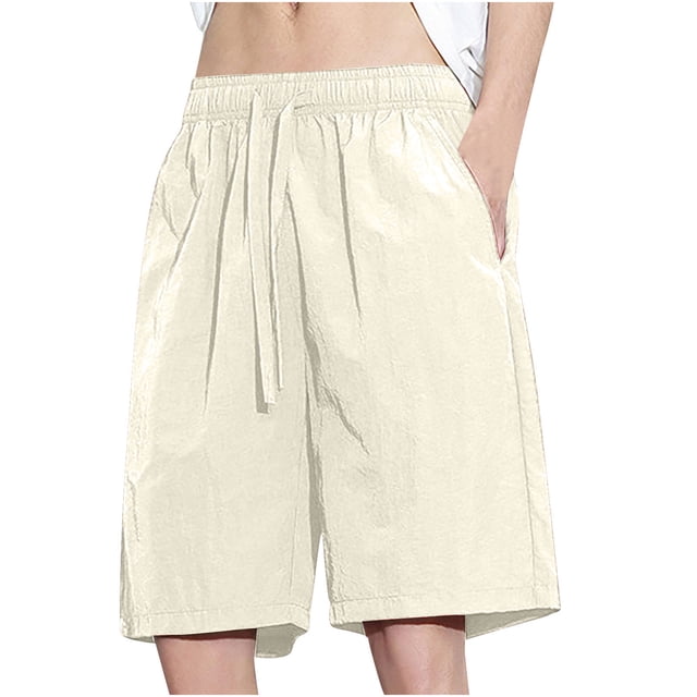 Mens Shorts, Mens Summer Casual and Comfortable Drawstring Pocket Elastic Waist Shorts