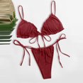 thumbnail image 2 of Womens 2 Piece Swimsuits Three-Point Bikini Skinny Hot Spring with Small Breasts Wine Women Bathing Suits S, 2 of 3