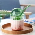 thumbnail image 5 of TIMIFIS Glass Cup Cute Drinking Glasses with Glass Dome Lid and Straw, Reusable Wide Mouth Milkshakes Cups 15oz Glass Coffee Iced Cup for Home Office Bar Kitchen Appliances, 5 of 5