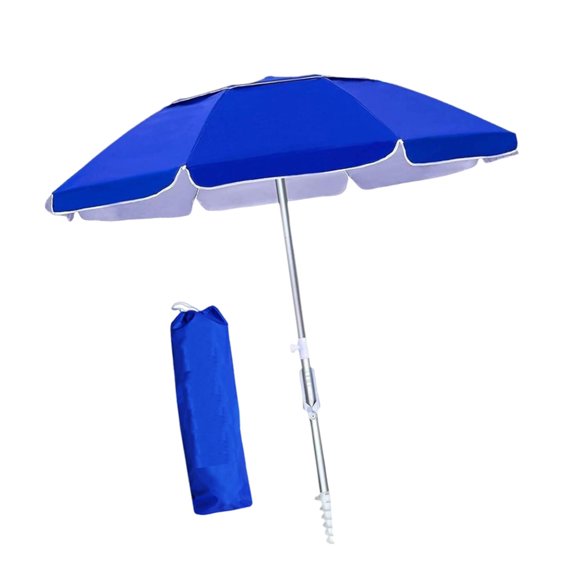 jinwen 6ft Beach Umbrella with Sand Anchor Patio Parasol for Backyard Camping Patio Blue