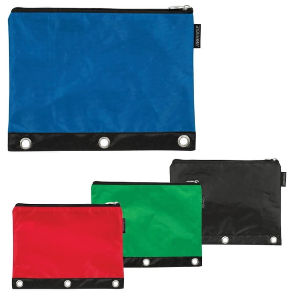 Merangue Standard 3 Ring Pencil Pouch, Assorted, 4 Pack