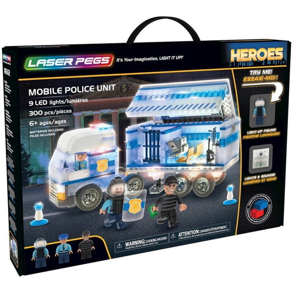 Laser Pegs Building Blocks Playset, Heroes Collection: Mobile Police Unit