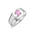 thumbnail image 2 of RYLOS Men's Rings Sterling Silver Ring Classic Solitaire 7X5MM Oval Shape Gemstone Designer Band Pink Ice October Birthstone Rings For Men Size 10, 2 of 5