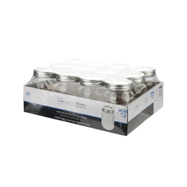 Mainstays Pots En Verre Clair, 500ml, 12 Pièces