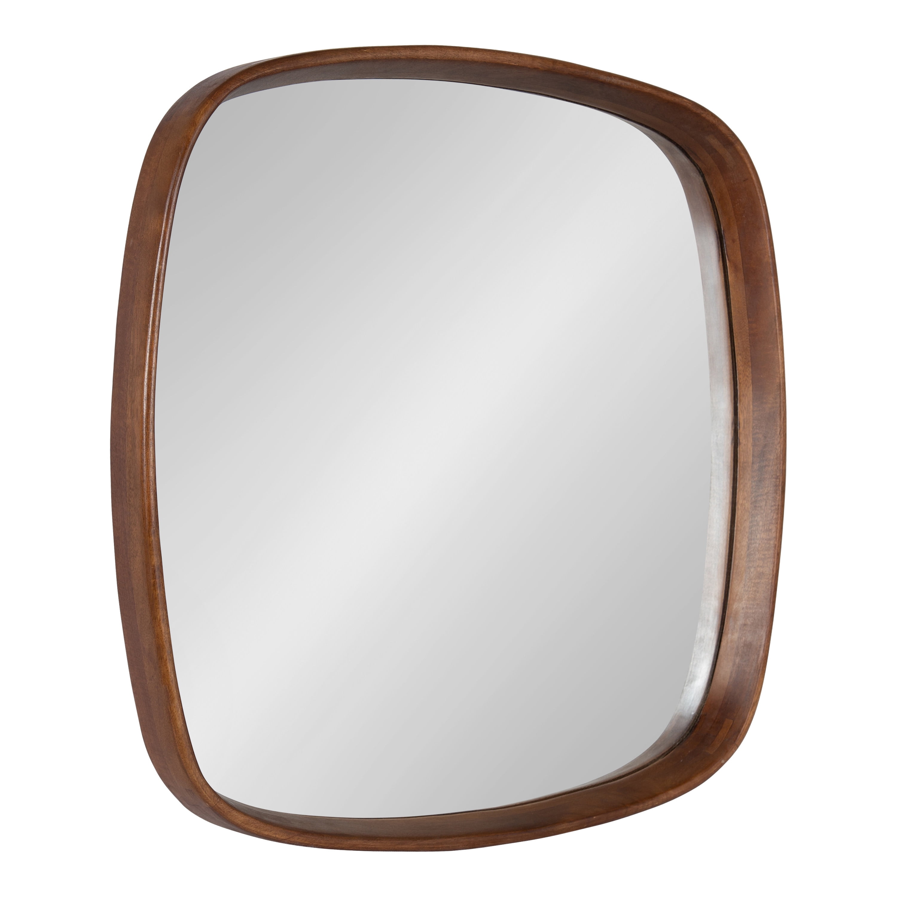 Kate and Laurel Prema Soft Round Square Modern Wall Mirror, Walnut Brown, 26 x 26, Framed Rounded Square Mango Wood Mirror for Minimal Home Decor