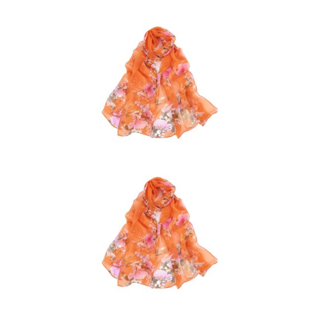 mmirethe Scarves Lightweight Portable With Elegant Floral Patterns For Versatile Styling Gifts orange 2Set