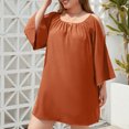 thumbnail image 3 of Birdeem Robe d'Été Décontractée et Aguichant pour Femme, Col Carré, Manches Longues, Ample, Unie, Grande Taille, 3 of 7