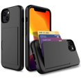 thumbnail image 1 of Rome Tech Dual Layer Shockproof Wallet Case for Apple iPhone 13 with Built-in Card Holder - Black, 1 of 6