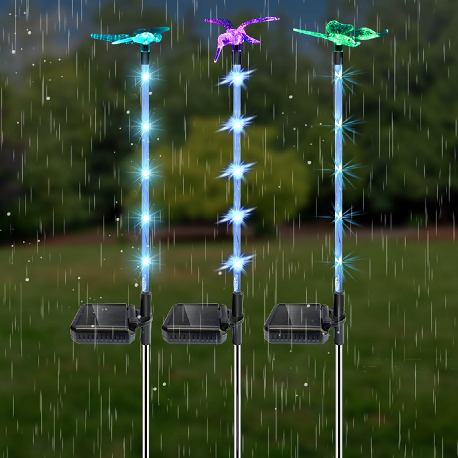 3PCS Solar Hummingbird Grassland Light Acrylic Ground Lamp Colorful Garden Lights Outdoor Patio Lights Outdoor Lights for Yard on Poles Star Light Headliner 600 Courtyard Lights Plug Table Lamp