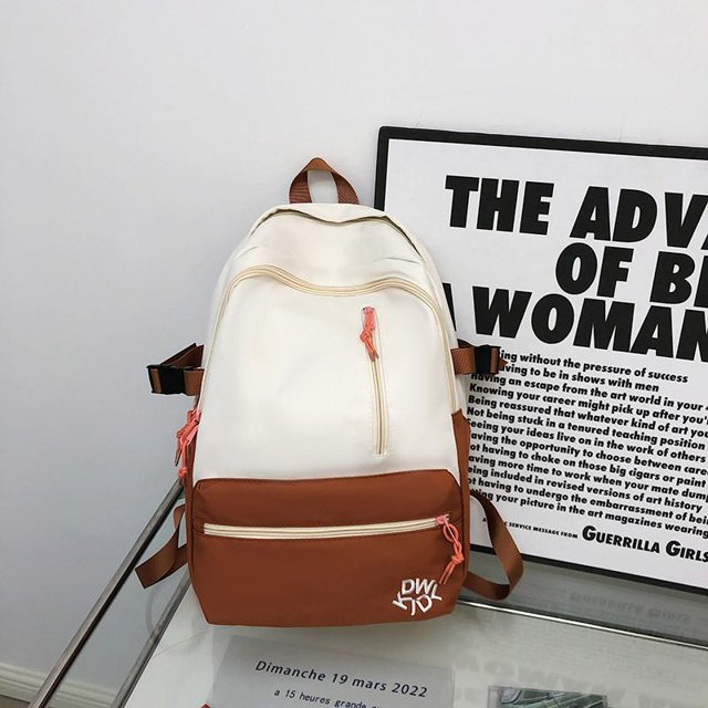 Nylon Waterproof Women Backpack Contrast Color Travel Backpack Trend Design Storage Backpacks Large Capacity Boobags Sac à dos scolaire
