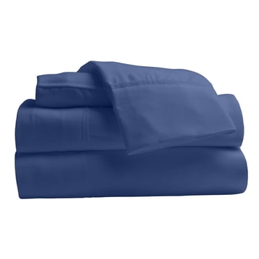 Comfy Bamboo World Series 4pc Microfiber Sheet Set, Queen Size Bedsheet, Navy