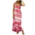 thumbnail image 2 of Cadeaux pour la Fête des Mères, Kcavykas Robe Maxi Bohème, Robe Maxi Décontractée Sans Manches pour Femmes à Dégradé Teinture sur Nœuds Rayé, Col en V, Coupe Ample (P-5TG), 2 of 3