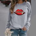 thumbnail image 1 of 2023 Chandail de Mode pour Femmes Rabais de 50 % Liquidation Mode pour Dames Fermeture Éclair Lèvres Imprimé Graphique Manche Col Rond Chandail, 1 of 8
