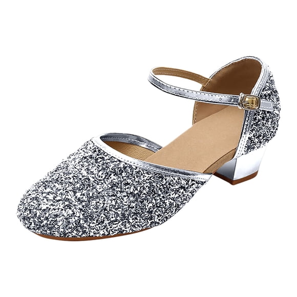 HBFAGFB Girl Dress Shoes Toddler High Heels Buckle Fashion Shoes for Wedding and Party Silver Size 27