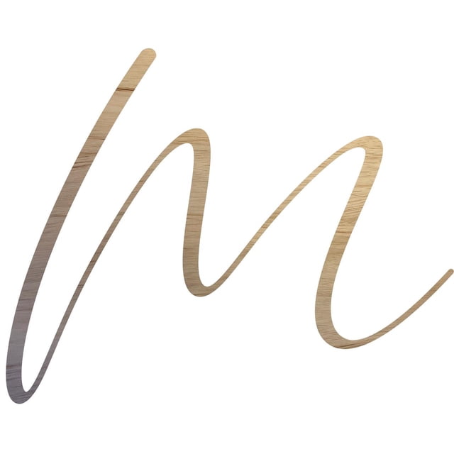 Unfinished Wood Letter M, Craft Alphabet 3'' Tall Wooden Letter Wall Décor, Bellany Script Font