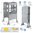 thumbnail image 3 of Costway Folding Kitchen Kids Step Ladder Stool Wooden Toddler Safety Tower Helper Gray, 3 of 10