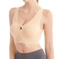 thumbnail image 2 of FYEGRE Sports Bras for Women Full Support Front Zip Closure Compression Bras Post Surgery Wireless Racerback Sport Brassiere Beige M, 2 of 4