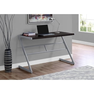 Monarch Specialties Computer Desk, Home Office, Laptop, 48"l, Work, Metal, Laminate, Brown, Grey, Contemporary, Modern