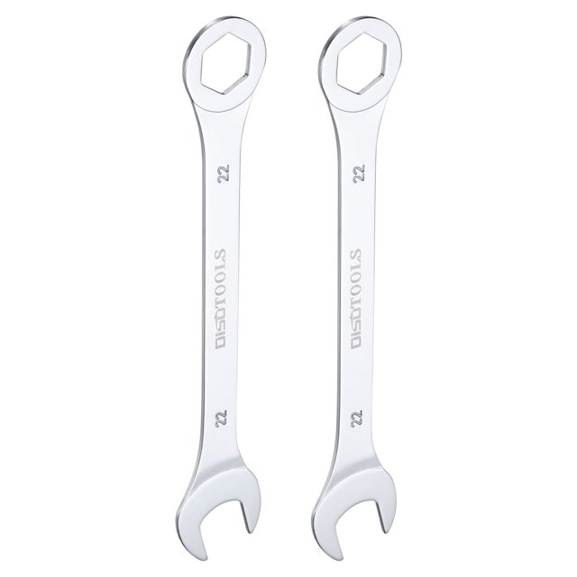 Unique Bargains 22mm 6-Point Thin Combination Wrench Double Ended Box and Open End Chrome Plated Steel, Silver 2Pcs