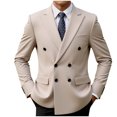 thumbnail image 1 of Men's Solid Color Blazer Long Sleeved Lapel Pocket Lightweight Suits Business Casual Buttons Suit Jackets Beige XXL, 1 of 4