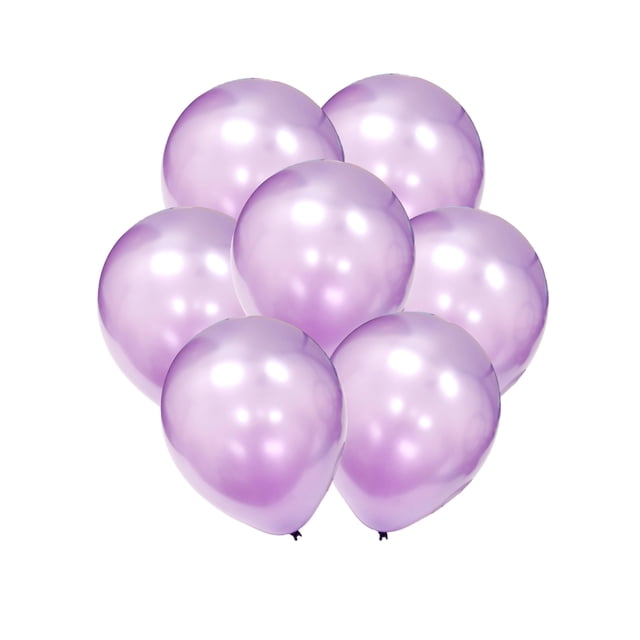 Way To Celebrate 12Pcs Balloons Pearl Lilac, 12CT x 12in Helium Latex Balloon set showing seven pearl lilac latex balloons with a smooth, shiny surface and soft purple colour, ideal for party supplies, weddings, graduations, and baby showers, biodegradable and floats up to 12 hours.
