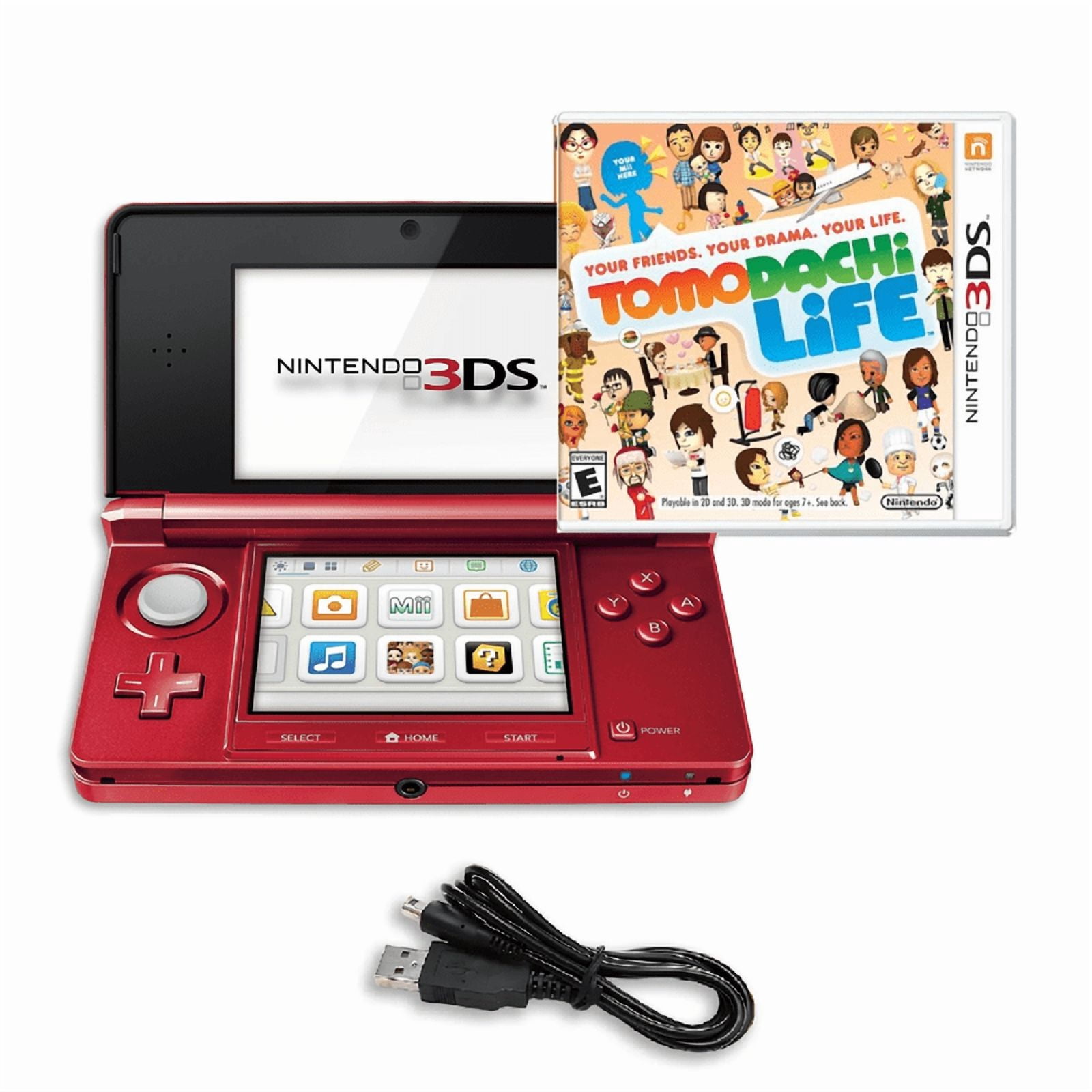 Nintendo 3DS Game Console with Tomodachi Life, Metallic Red