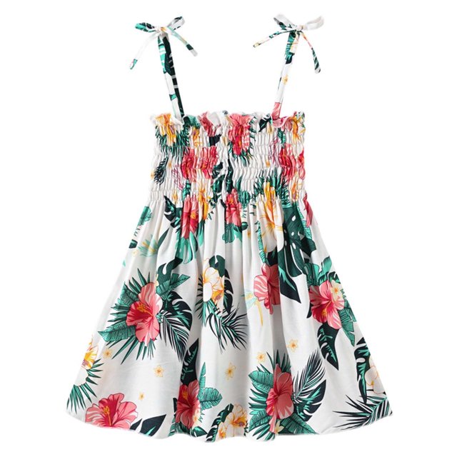 RKSTN Robe pour Tout-Petites Filles Robe à Manches Longues Été Tout-Petite Bébés Filles Robe à Bretelles Sans Manches Imprimé Graphique Vêtements pour Enfants