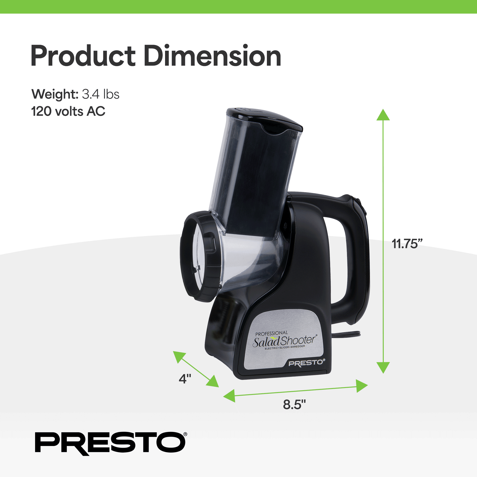Presto Professional SaladShooter Electric Slicer, Shredder and