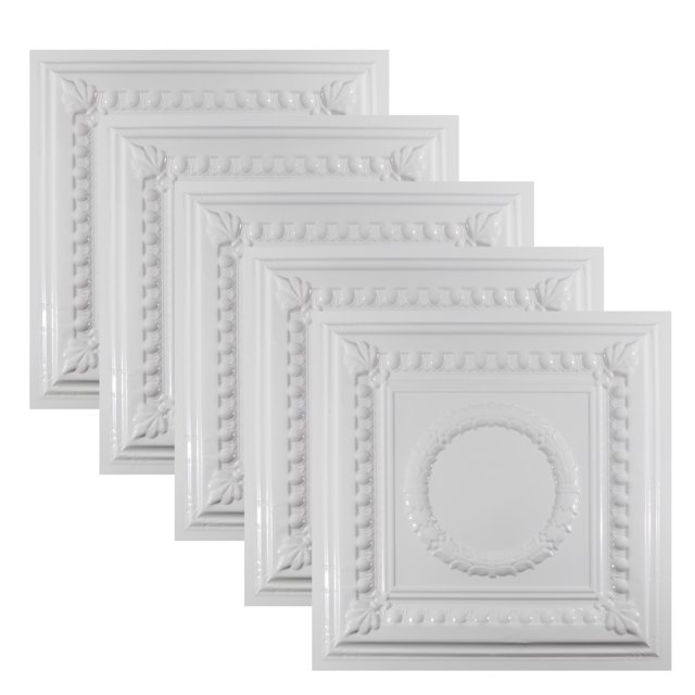 Great Lakes Tin Gloss White Tin Ceiling Tiles 2ft x 2ft 5 Pack Class A Fire Rated Steel