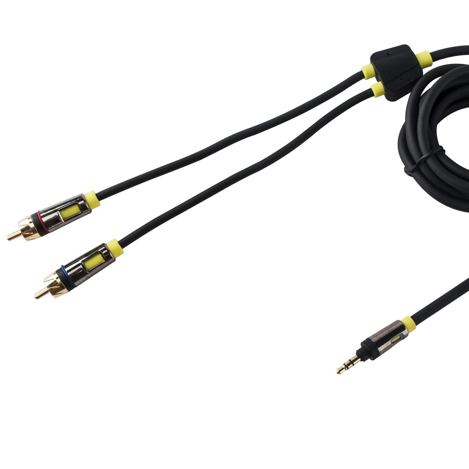 Câble audio 3,5 mm vers 2 RCA mâles avec contacts en or de 1,8 m (6 pi) onn.