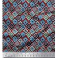 thumbnail image 1 of Soimoi Silk Fabric Square Geometric Print Sewing Fabric Yard 42 Inch Wide, 1 of 3