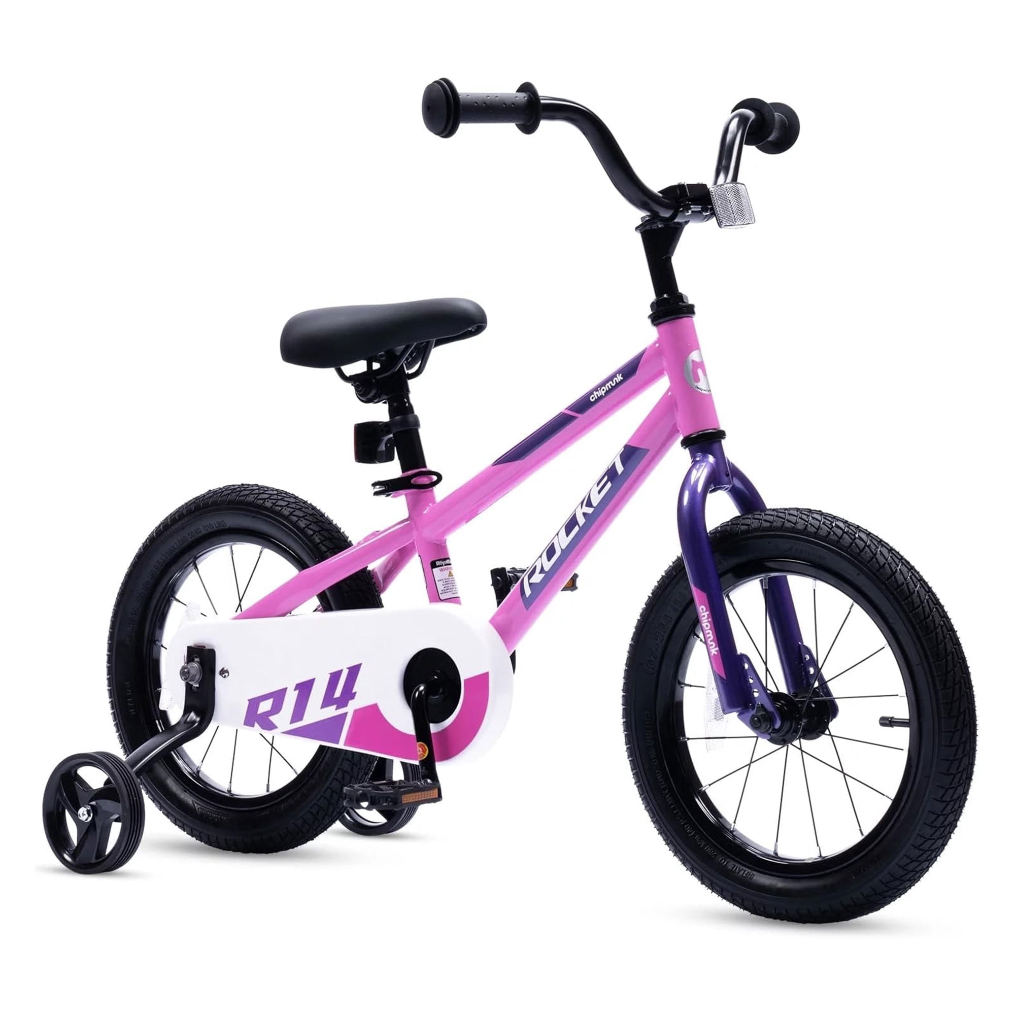 RoyalBaby Rocket Outdoor Children's Bike with Training Wheels, 14 Inch, Pink