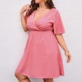 thumbnail image 3 of EGNMCR Robes de Fête pour Femmes Femmes Grande Taille Été Décontracté Manches Courtes Col en V Manches Imprimées Robes Robe Ample, 3 of 7