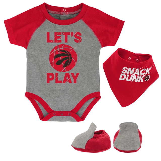 Outerstuff Newborn Toronto Raptors Baby Hook Creeper, Bib & Booties Set