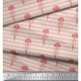 thumbnail image 2 of Soimoi White polyester Crepe Fabric Stripe & Jellyfish Ocean Printed Fabric 1 Yard 42 Inch Wide, 2 of 3